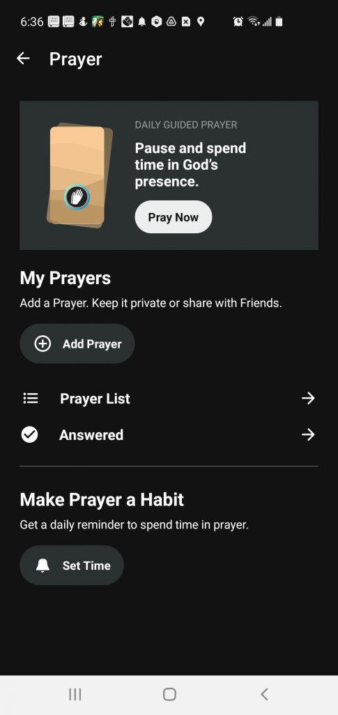 Youversion App Prayer Habit Screen