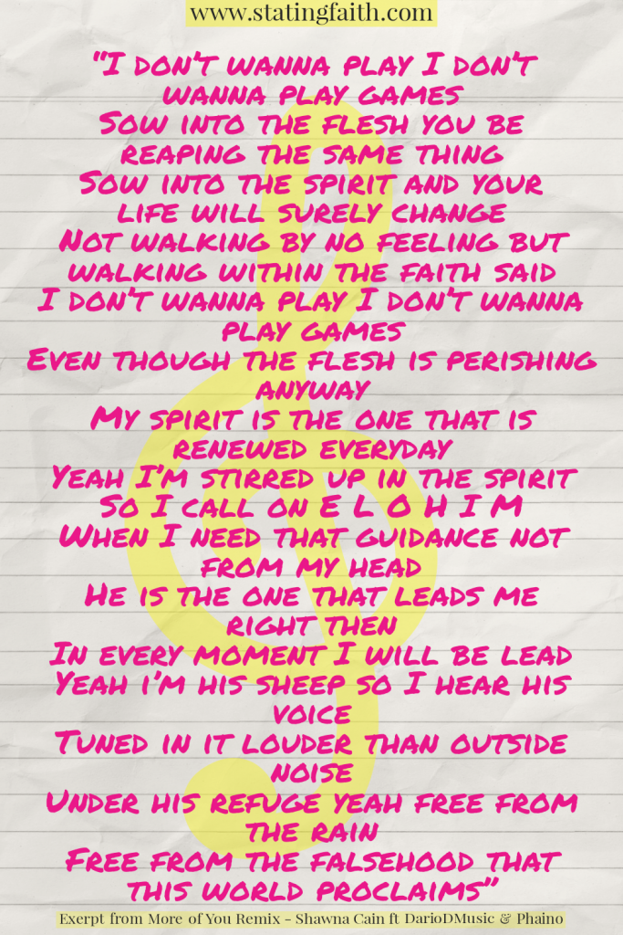 John 3:30  - More of You Lyrics by Shawna Cain