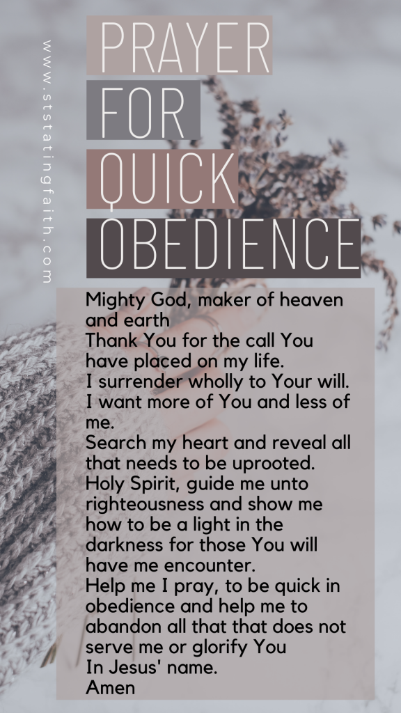 Prayer for Quick Obedience  based on 1 Kings 19:19-21